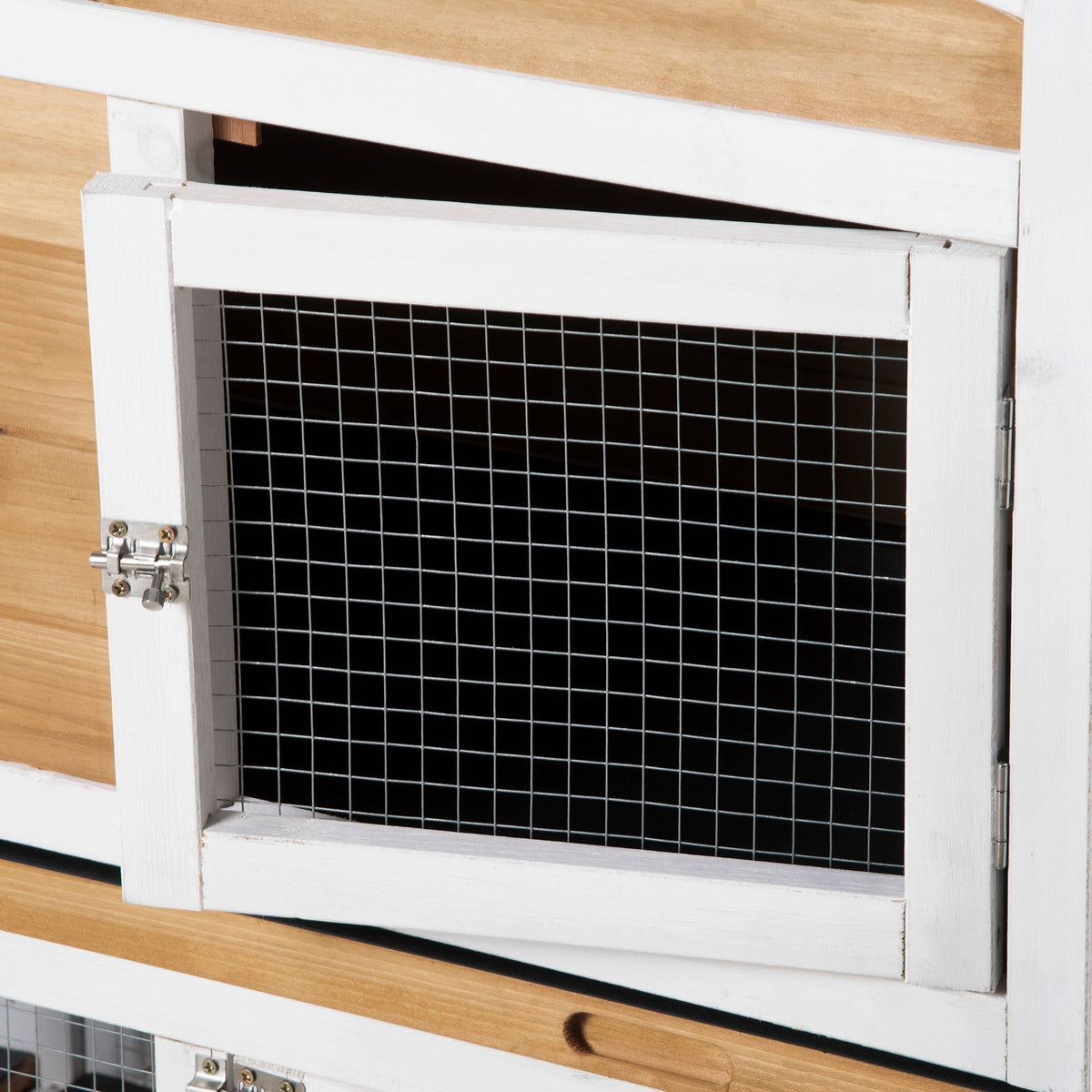 90.5" Wooden Rabbit Hutch Bunny Cage Pet Playpen House Enclosure with Double Side Run Boxes, No Leak Tray, Ramp, for Rabbits, Chickens, Ducks, Guinea Pig and Small Animals, White