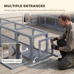 Wooden Cat Run with Weather Protection, Connecting Inside and Outside, 79"L x 15"W x 15"H, Dark Gray
