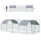 Large Metal Chicken Coop with Waterproof and Anti-UV Cover for Yard, Outdoor, Duck, Rabbit, 9.2 x 24.9 x 6.5