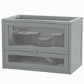 2-Level Hamster Cage with Openable Top, Door, Shelf, Ladder, Gray