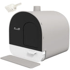 Cat Litter Box with Lid with Scoop and Filter, Light Gray