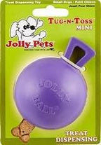 Jolly Pets Tug-n-Toss Heavy Duty Dog Toy Ball with Handle, 4 Inches/Petite, Purple (404 PR)