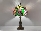 Tiffany Table Lamp 3-Way Tiffany Style Desk Lamp Small Stained Glass Lamp Antique Light Home Bedroom Bedside Lamp Retro Reading Decoration Lamps (Grapes Flowers Style)