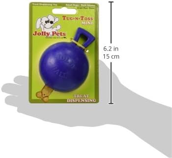 Jolly Pets Tug-n-Toss Heavy Duty Dog Toy Ball with Handle, 3 Inches/Mini, Blue, Model:403 BL (Pack of 3)
