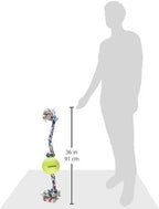 Mammoth Flossy Chews Tug with BIG 6-Inch Tennis Ball, X-Large, 36-Inch, Assorted Multicolor (51100F)