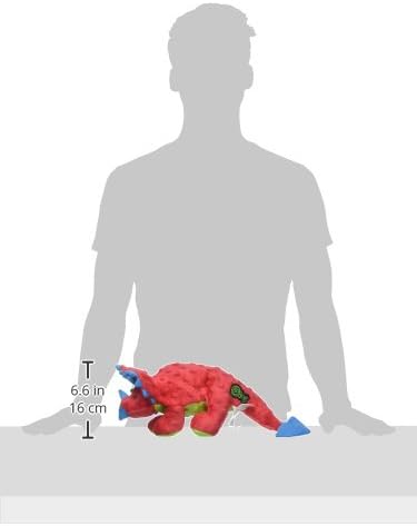 goDog Dinos Frills Squeaky Plush Dog Toy with Chew Guard Technology, Durable Fabric & Squeaker for Active Play, Red, Large