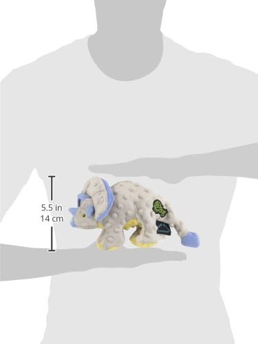 goDog Dinos Frills Squeaky Plush Dog Toy, Chew Guard Technology - Gray, Small