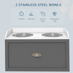 Pet Feeding Station Pet Dish Bowl Set With Storage, 2 Elevated Dog Bowls For Large Sized Dogs, Gray
