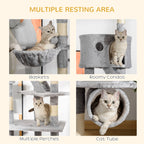 Floor to Ceiling Cat Tree, 94.5-102.5 inch Height Adjustable Cat Climbing Tower with Scratching Posts, Condos, Hammocks