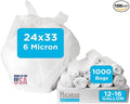 12-16 Gallon Trash Bags, Bulk Pack of 1000 High Density 6 Micron Clear Trash Bags, Lightweight Trash for Small Wastebaskets - 20 Rolls with 50 Per Roll