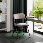 Amazing for less Pack of 2 (Fabric/Vinyl) Steel Frame Metal Foam Padded Folding Chairs (Black, Gray, White) (2-Pack - Fabric White)