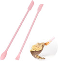 2Pcs Reptile Powder Fruit Mixing Stirring Food Feeding Spoon fit Crested Gecko Gargoyle Bearded Dragon - Pink