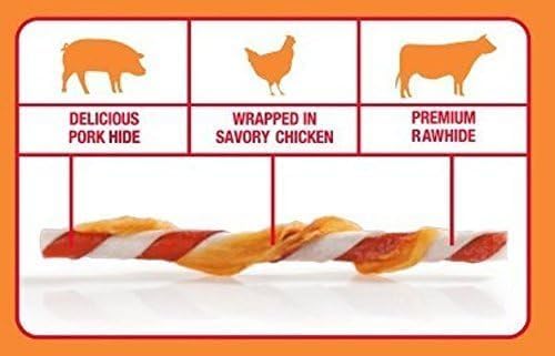 Good ‘n’ Fun Triple Flavor Twists for All Dogs, 70 Count, Treat Your Dog to Long-Lasting Chews Made with Beef Hide, Pork Hide and Chicken