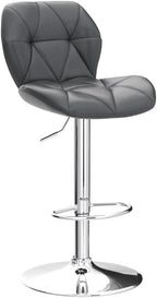 Yaheetech Bar Stools Set of 4, Adjustable PU Leather Swivel Barstools, Modern Counter Stools with Back and Footrest, Counter Height Barstools for Bar, Kitchen, Dining Room, Grey