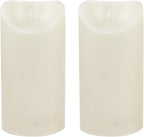 Waterproof Outdoor Battery Operated Flameless Candles with Auto Timer Flickering Plastic Resin Electric LED Pillar Lights for Lantern Patio Garden Wedding Party Decorations 3x6 Inches Ivory 2 Pack