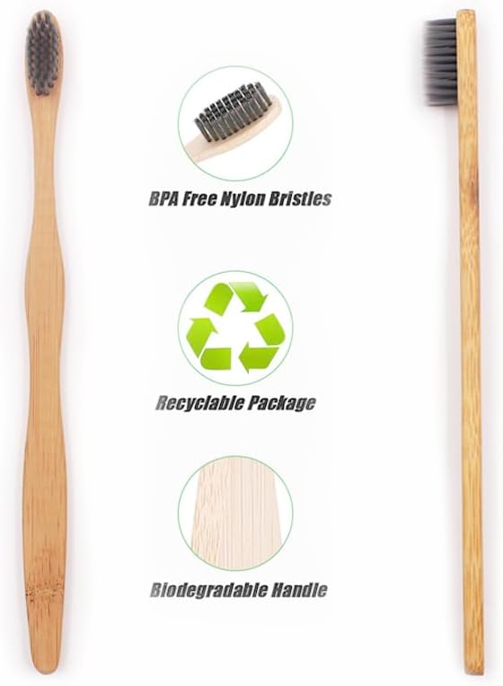H&H Pets Bamboo Toothbrush Set for Dogs and Cats - Ultra Soft Bristles & Biodegradable Wooden Toothbrush, Puppy Supplies, Dog Dental Set, Eco-Friendly Pet Supplies (Large; 3-Count Pack)