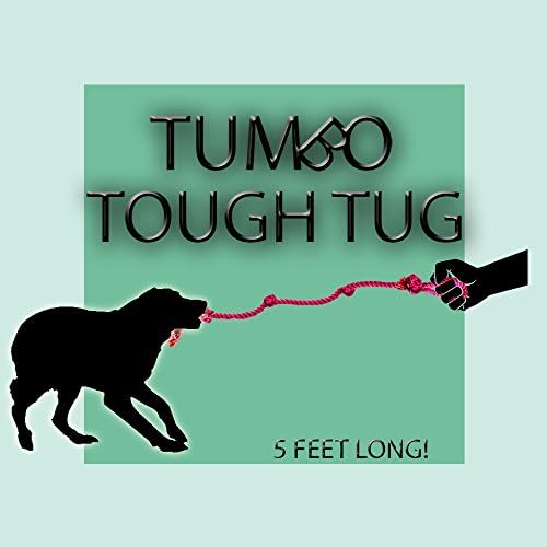 Tumbo Tough Tug Rope Dog Toy - (Pink 5 ft Long Strong and Durable Rope Pull Toy with Handle) TUG of WAR Dog Toy
