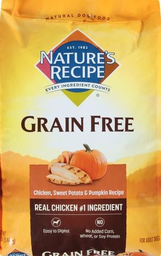 Nature's Recipe Grain Free Dry Dog Food, Chicken, Sweet Potato & Pumpkin Recipe, 12 lb. Bag