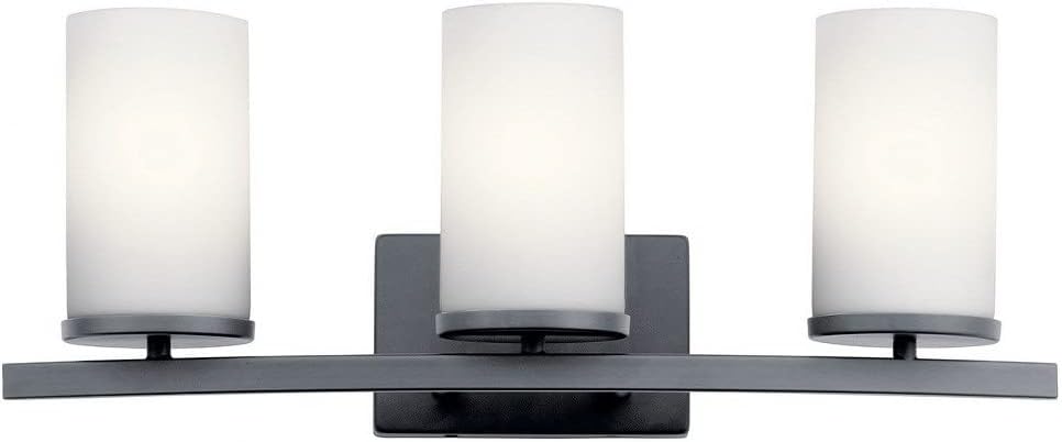 Kichler Crosby 23" Vanity Light in Brushed Nickel, 3-Light Contemporary Bathroom Light with Satin Etched Cased Opal Glass, (23" L x 8.75" H), 45497NI