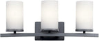 Kichler Crosby 23" Vanity Light in Brushed Nickel, 3-Light Contemporary Bathroom Light with Satin Etched Cased Opal Glass, (23" L x 8.75" H), 45497NI