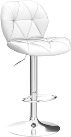 Yaheetech Barstools Set of 2, PU Leather Counter Stools Bar Chairs with Backrest, Height Adjustable Swivel Tall Chairs for Home Bar Kitchen Island, White