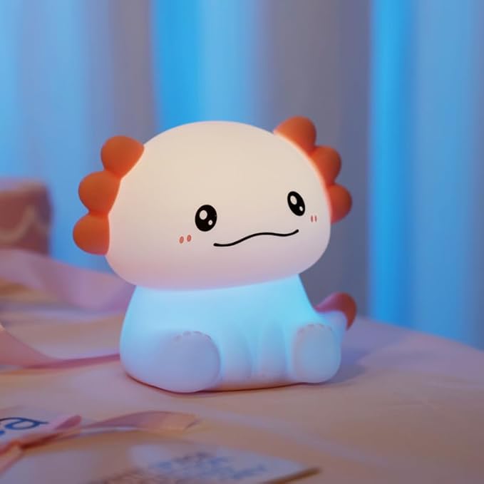 Axolotl Night Light for Adults Kids,Cute Axolotl lamp with 7 Colors Gifts Rechargeable Light Table Lamp Bedside Lamp,LED Animal Silicone Sleep Night Lamp Cute Room Decor Night Light for Girls Boys