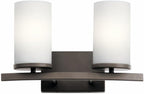 Kichler Crosby 15" 2 Light Vanity Light Satin Etched Cased Opal Olde Bronze®
