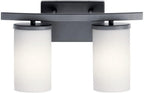 Kichler Crosby 15" 2 Light Vanity Light Satin Etched Cased Opal Olde Bronze®