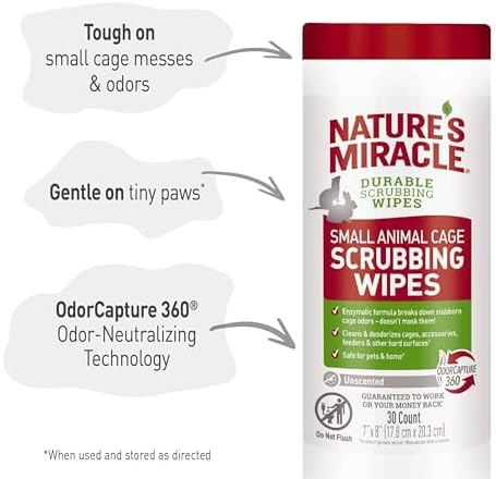 Nature’s Miracle Small Animal Cage Scrubbing Wipes 30Ct