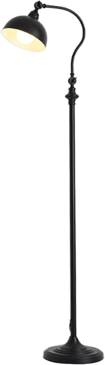 MIXL-Black Gooseneck Floor Lamp with Knob Switch,Adjustable Shade Metal Standing Light,Rotatable Floor Reading Lamp Over Chair,Industrial Standing Lamps for Living Room Bedroom and Office