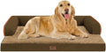 Large Dog Bed Orthopedic Washable: Extra Brown XL XLarge Big Dog Bed with Washable Bolster & Memory Foam Couch Sofa - Waterproof with Removable Cover