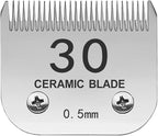 TRAH 30# Blade Dog Grooming Clipper Replacement Blades Compatible with Andis Dog Clippers,Most A5, Wahl KM Series Clippers,Detachable Ceramic Blade,Size-30#, 1/50-Inch Cut Length (0.5mm) Silver