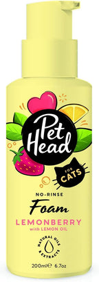 Pet Head Felin' Good Cat No Rinse Foam | Fruity Scent with Aloe Vera | Dry Cat Shampoo for Smelly Cats | Vegan | Lick-Safe | Gentle Formula for Kittens | Made in USA | 6.7 fl. oz.