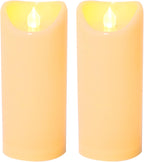 CANDLE CHOICE Outdoor Battery Operated Flameless Candles with Remote Timer Waterproof Flickering Plastic Electric LED Pillar Lights for Lantern Patio Garden Wedding Party Decorations 3x7 Inches 2 PCS