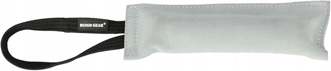 Dingo Gear Squeak Bite Tug Handmade of Leather One Handle, for Dog Training and Fun Natural S00359