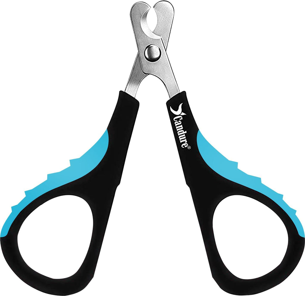 Candure Cat Nail Clipper Stainless Steel Cat Claw Trimmers for Rabbits, Guinea Pigs, Birds, Puppies, Kittens and Small Animals Pet Nail Clipper for Professional and Home Use (Blue)
