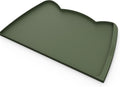 OHMO Dog Food Mat(Camo Green, 24 * 15'') w/Residue Collection Pocket Silicone Pet Feeding Mat for Floor High Edges Anti Spills Waterproof Cat Water Bowl Tray, Easy Clean Placemat