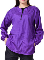 Dog Grooming Smock for Men Women, Anti-Static Smock for Pet Shop Dog Cat Grooming Bathing, Long Sleeves, Water Resistant and Hair Proof, (Solid Purple L)