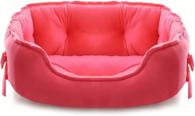 pawstrip Cute Princess Dog Bed Pink Puppy Bed for Small Dogs Breathable Cat Couch Bowknot Pet Cushion Comfortable Kitten Nest Girl Doggy Sofa, Waterproof Bottom (Fuchsia)