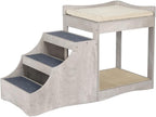 unipaws Pet Bunk Bed with Removable Step for Dogs and Cats, Multi-Level Bed Window Perch Seat Platform with Cushion and Cat Scratch Pad, Indoor Use