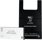 Cat Litter Waste Poop Bags - X-Large, Thick, Pet/Dog Poo Bags with Easy-Tie Handles,10.5 x 18.5 inch, Black, EcoLeo