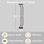 Fairy Baby Safety Gate 4.72 inch Extension for Walk Through Baby Gate Auto Close Child Safety Gates Extension Black