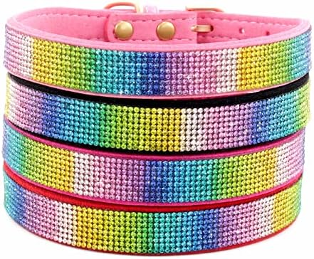 Serijoars Small Dog Collar with Rhinestone Crystal Diamond Colorful Bling Girl Puppy Cat Collars (XXS, Black2)