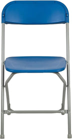 Flash Furniture Hercules Series Plastic Folding Chair - Blue - 650LB Weight Capacity Comfortable Event Chair - Lightweight Folding Chair