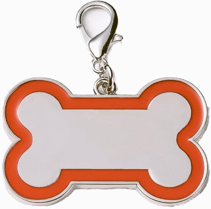 Personalized Dog ID Tags - Laser Engraved, Bone-Shaped, Large: Orange