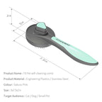 PAKEWAY Cat & Dog Grooming Brush - Self Cleaning, Release Button, Kitten & Pet Brush for Short, Medium & Long Hair (Green)