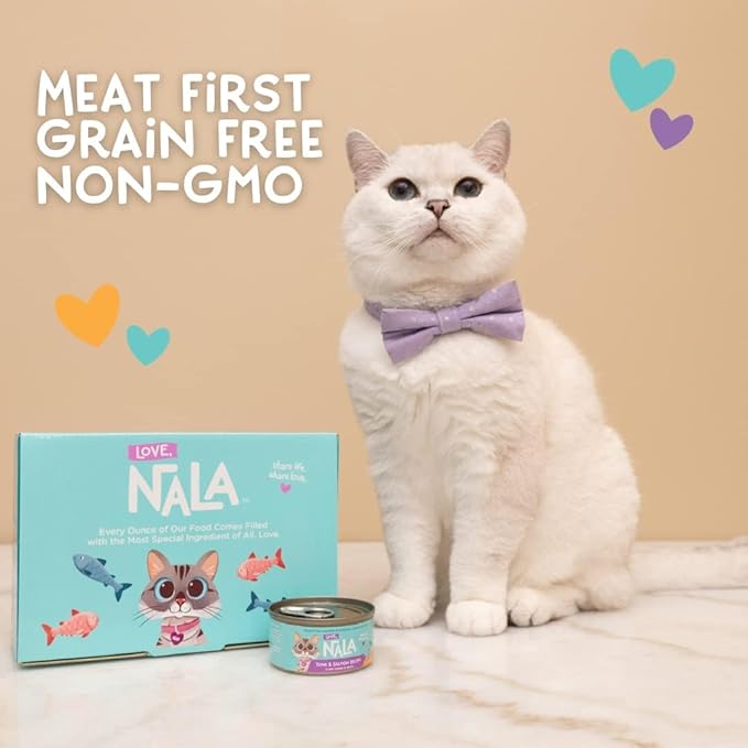 LOVE, NALA - Single Protein Tuna Flaked Wet Cat Food - Hydration Broth, Natural, Grain-Free, Non-GMO, No Gums, No Carrageenan, Human-Grade Tuna, Added Vitamins & Minerals - 2.8 oz, 12 Cans