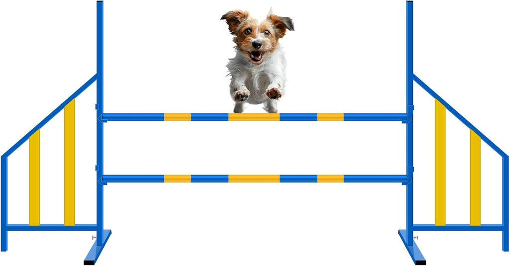 Agility Wing Jumps with Bar Dog Training Hedge Adjustable Pet Hurdles Jump Bars for Indoor Outdoor Dog Pet Agility Course Game