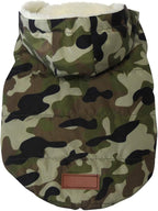 Fleece Lining Extra Warm Dog Hoodie in Winter,Small Dog Jacket Puppy Coats with Hooded,Green Camo XS