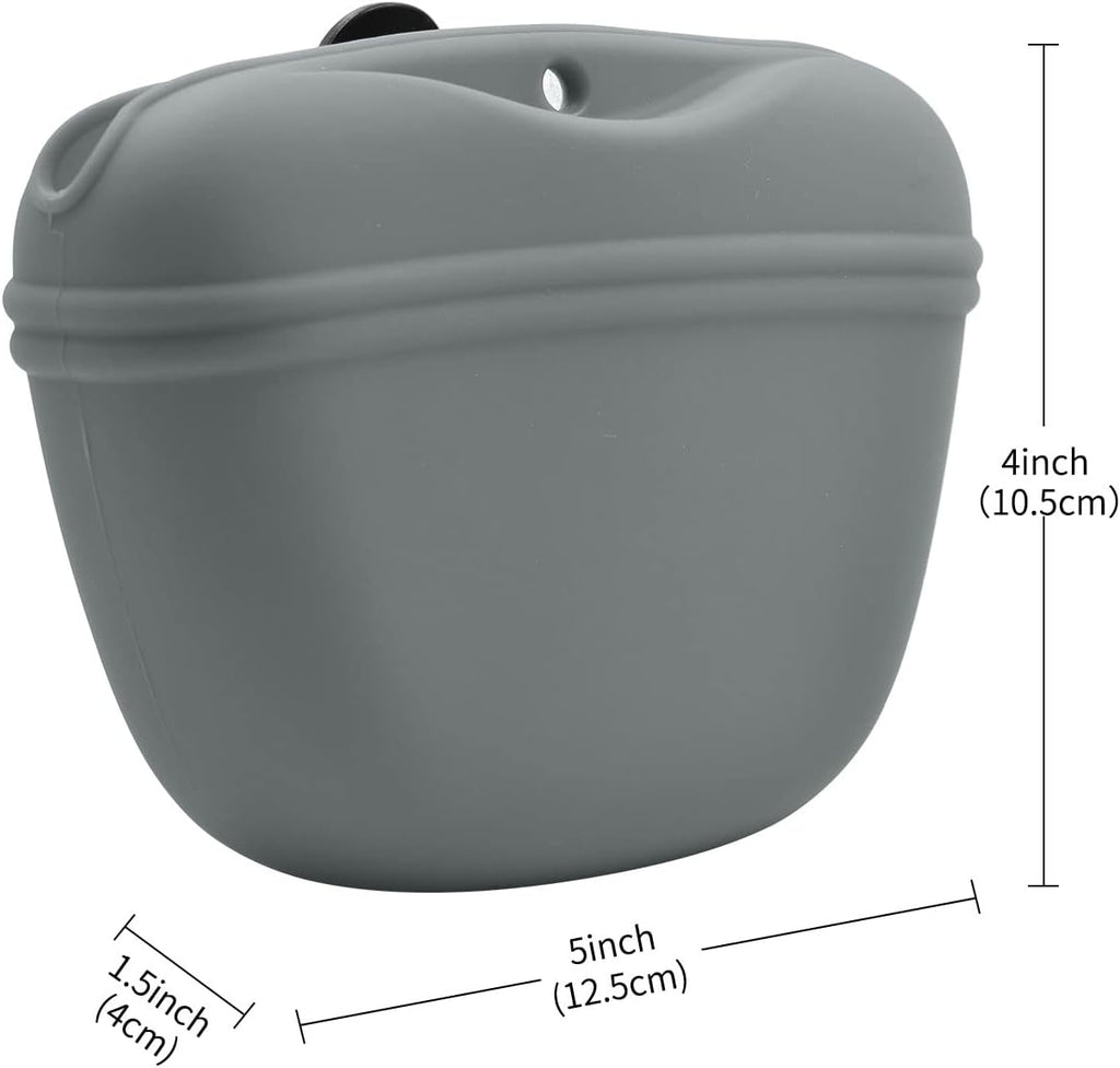 AUDWUD Silicone Dog Treat Pouch,with Dog Training Clicker,Clip on Portable Training Container,Convenient Magnetic Buckle Closing and Waist Clip